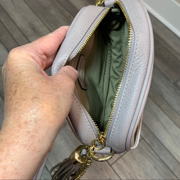 G. I. L. I. Italian Purple Gray Pebbled Leather Crossbody Bag - Picture 5 of 12